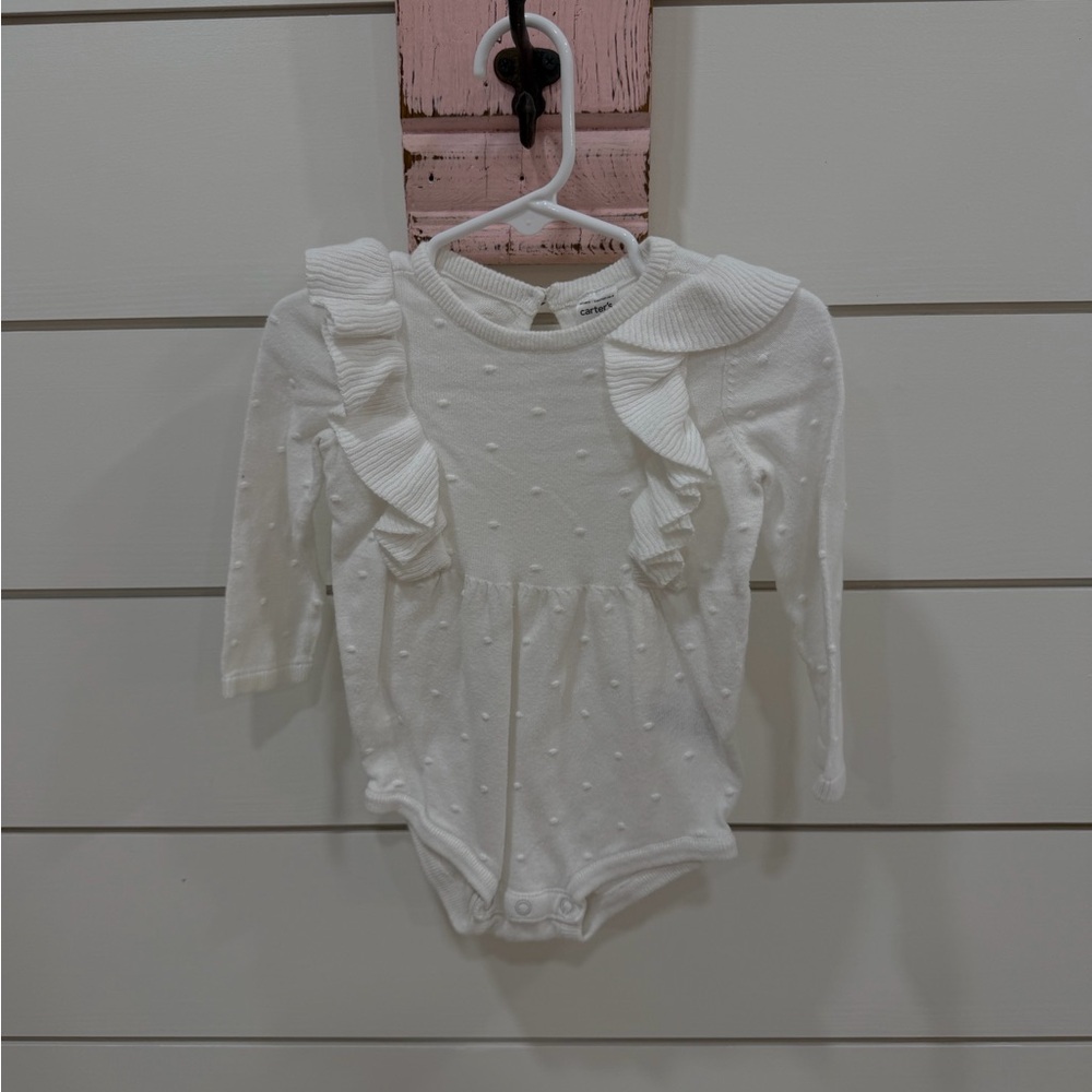 Carter's White Textured Ruffle Bodysuit